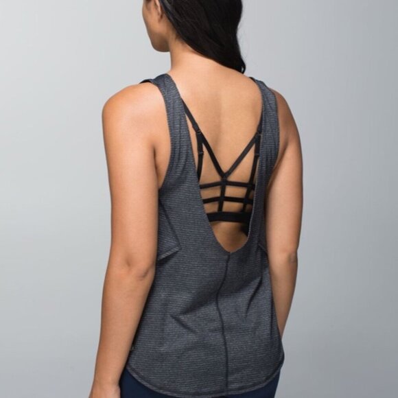 Lululemon Seek The Heat Tank Top Heathered Black / Black - Picture 2 of 10